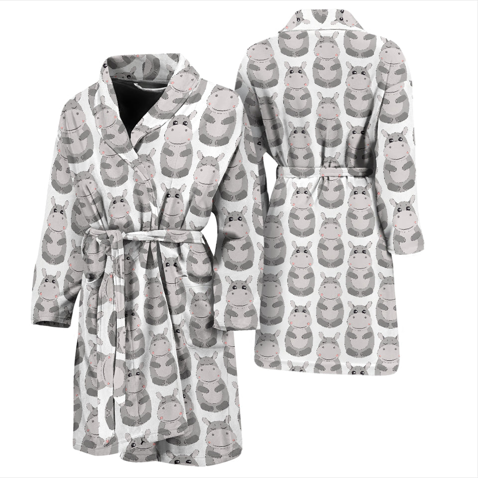 Hippopotamus Pattern Print Design 05 Men's Bathrobe
