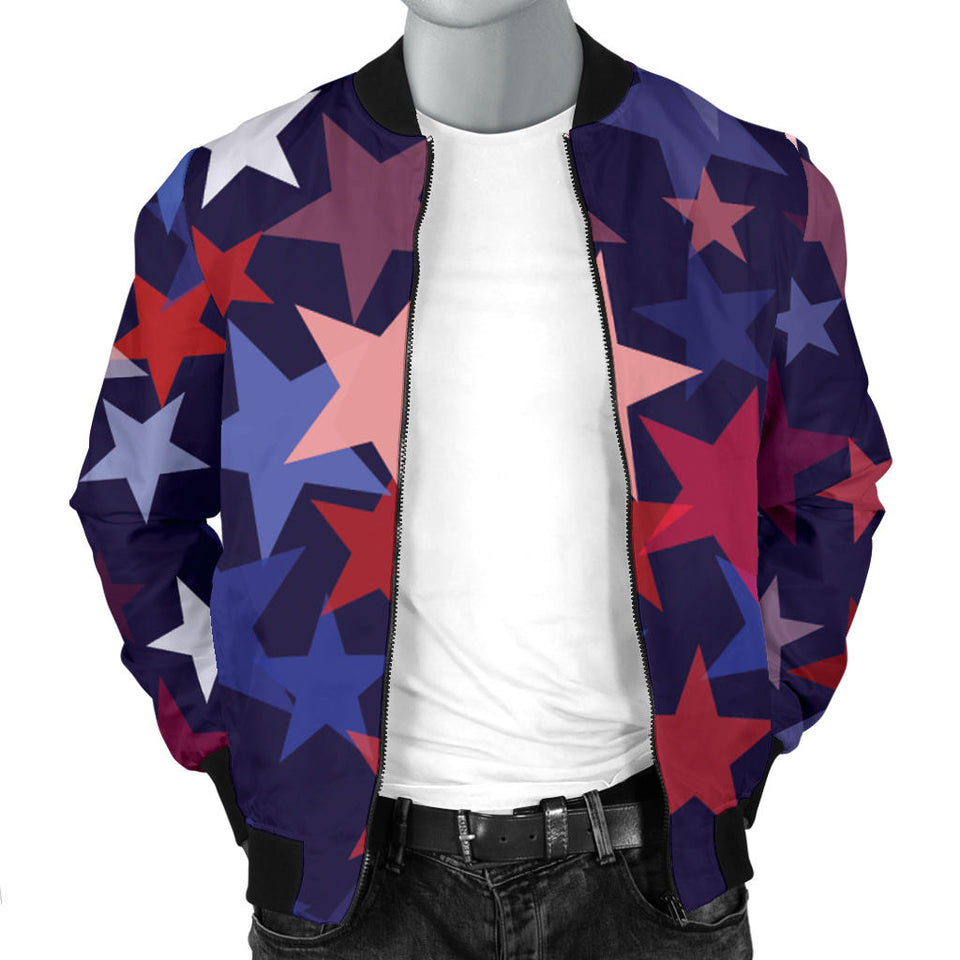 Red Blue Star Pattern Men'S Bomber Jacket