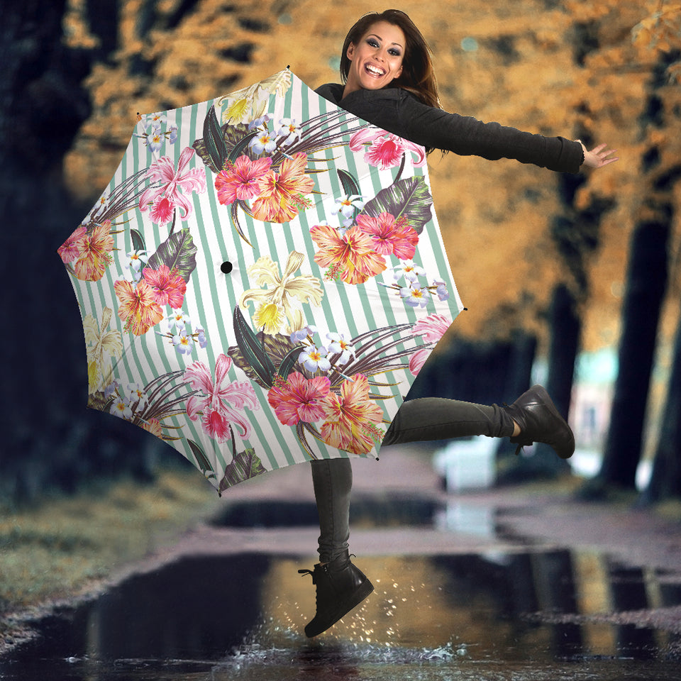 Colorful Orchid Flower Pattern Umbrella