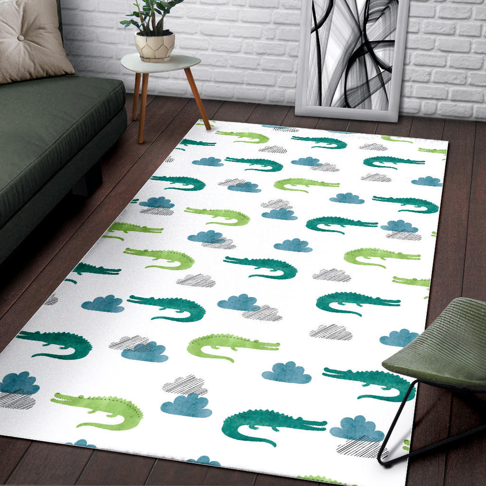 Watercolor Crocodile Pattern Area Rug