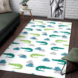 Watercolor Crocodile Pattern Area Rug