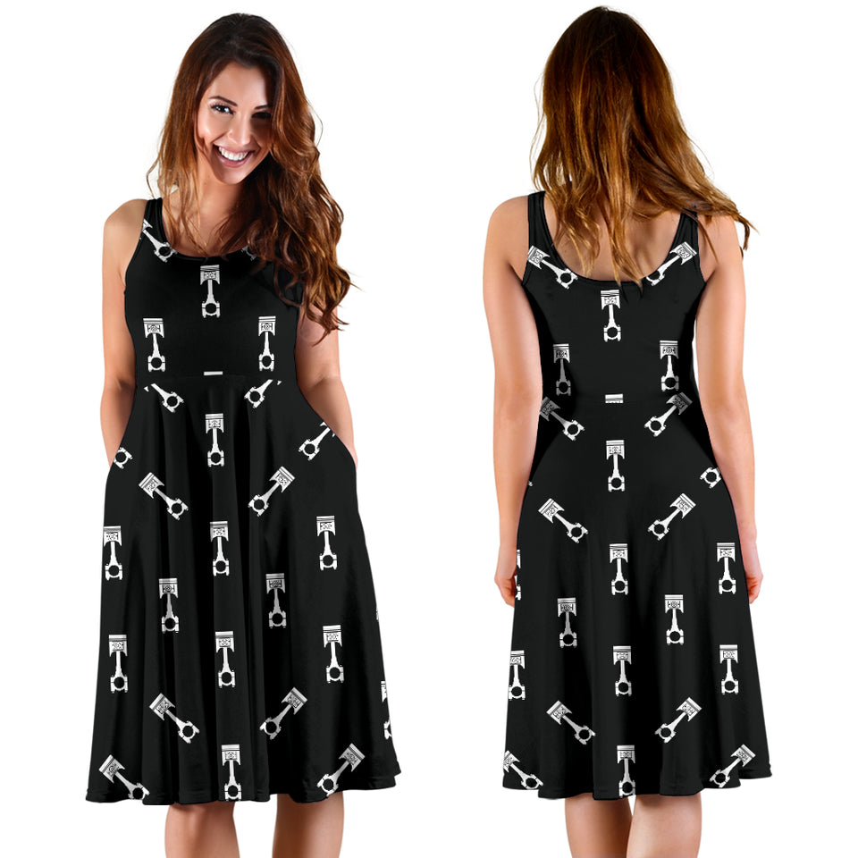 Engine Piston Black Theme Pattern Print Design 03 Sleeveless Midi Dress