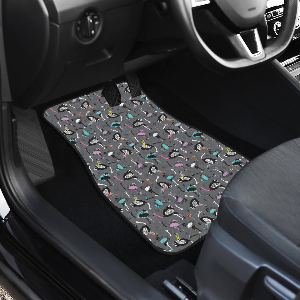 Ostrich Pattern Print Design 01 Front Car Mats