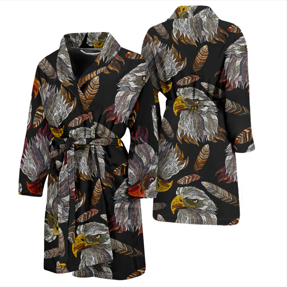 Eagle Pattern Print Design 05 Men's Bathrobe