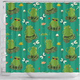 Cute Frog Dragonfly Design Pattern Shower Curtain Fulfilled In US