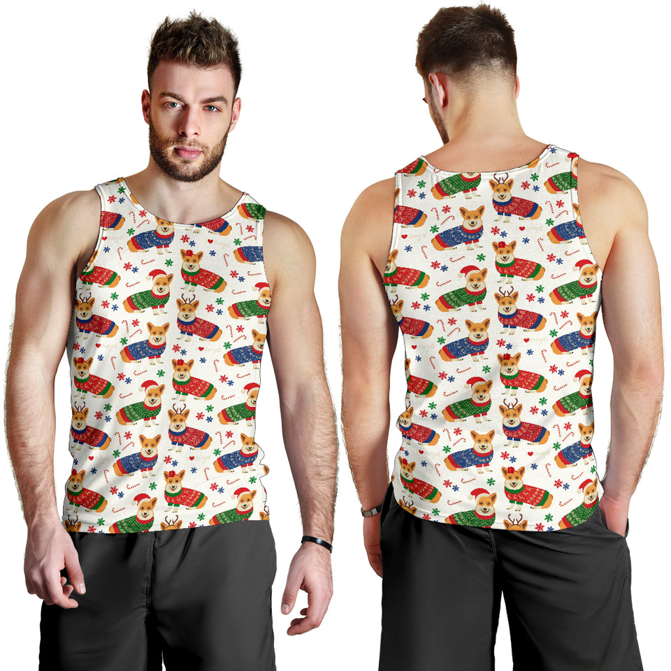 Corgi Christmas Pattern Men Tank Top