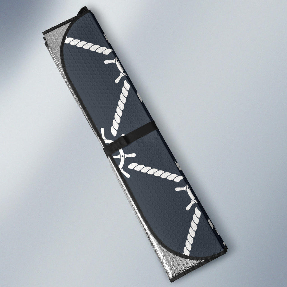 Nautical Steering Wheel Rope Pattern Car Sun Shade