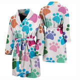 Dog Paws Pattern Print Design 01 Men's Bathrobe