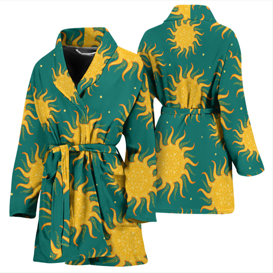Sun Green Background Women'S Bathrobe