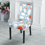 Bowling Ball Bowling Pins Blue Blackground Dining Chair Slipcover