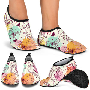 Clock Butterfly Pattern Aqua Shoes