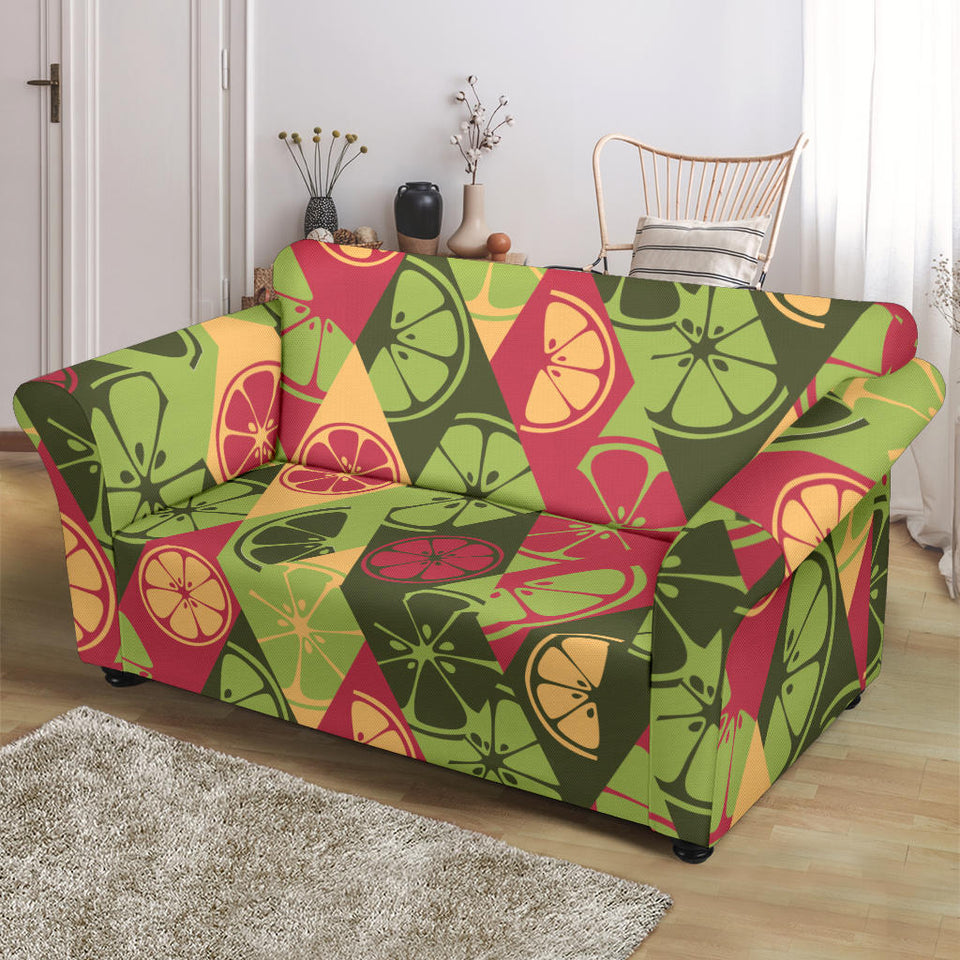 Cool Geometric Lime Pattern Loveseat Couch Slipcover