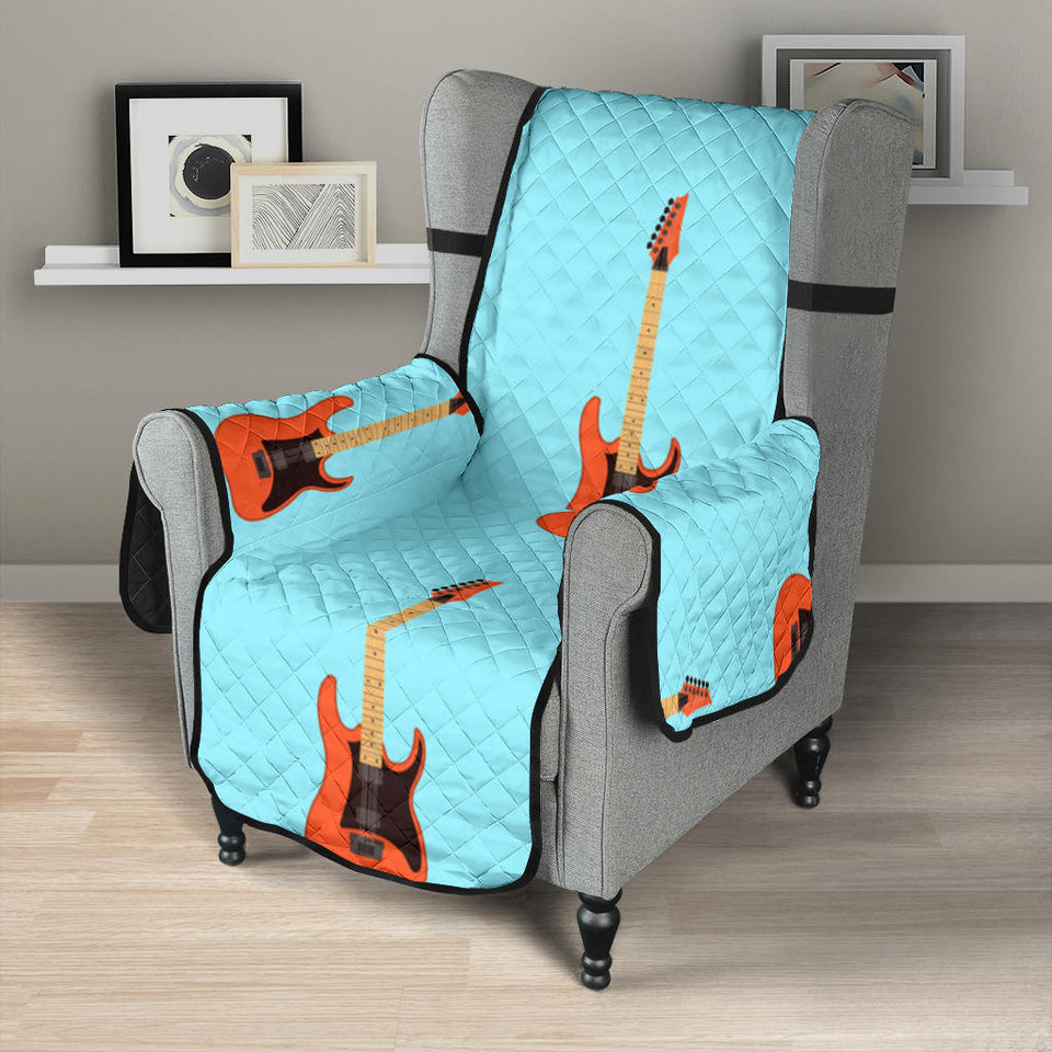 electric guitar pattern light blue background Chair Cover Protector
