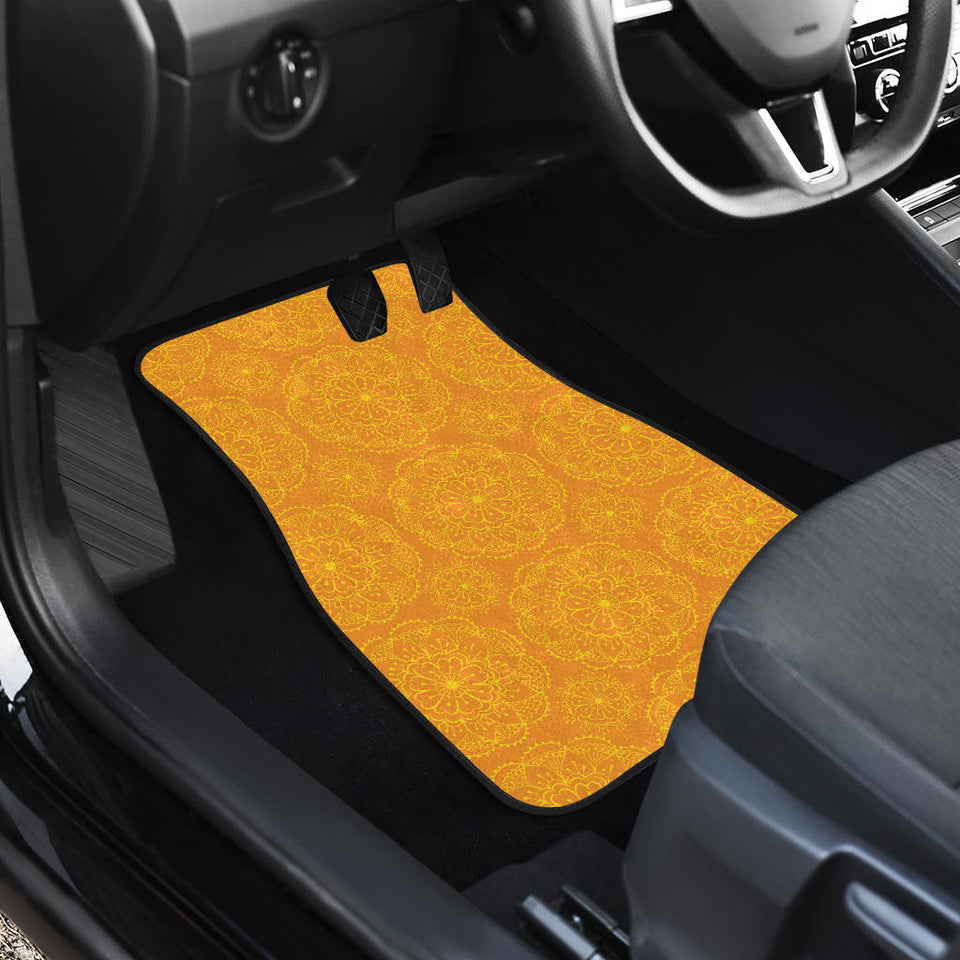 Orange Traditional Indian Element Pattern Front Car Mats