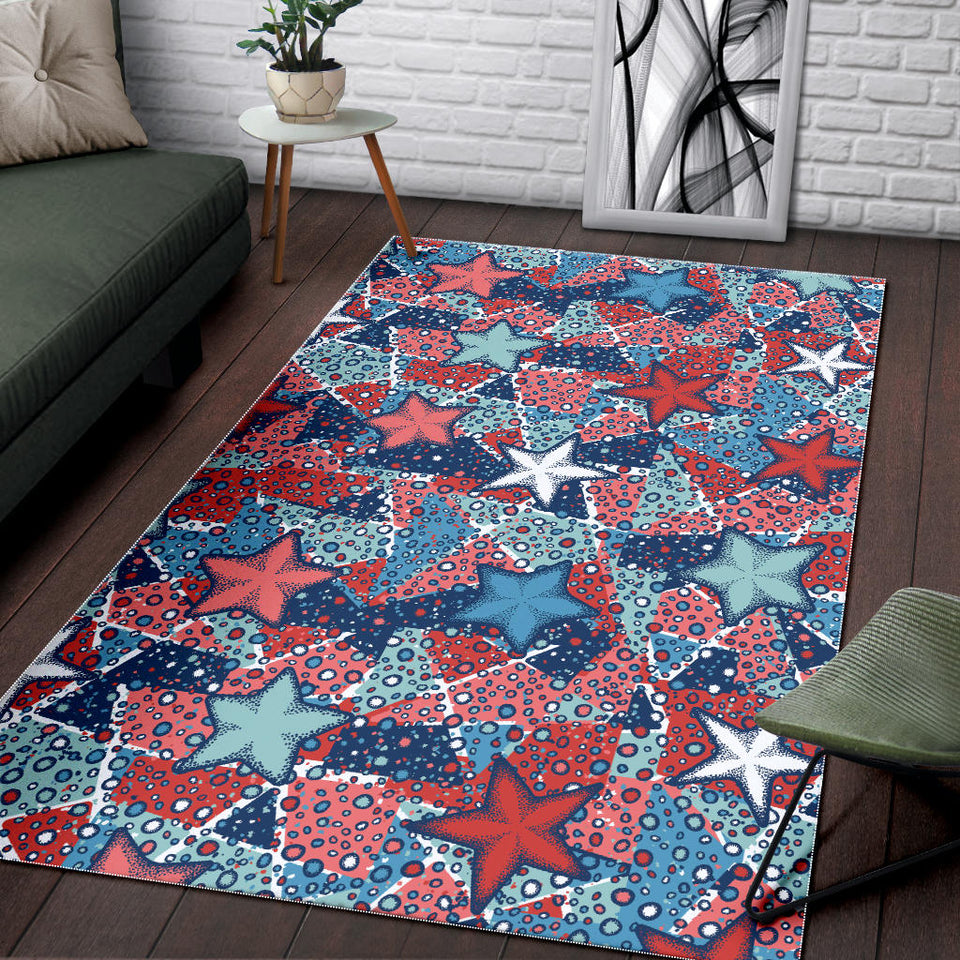 Hand Drawn Colorful Starfish Area Rug
