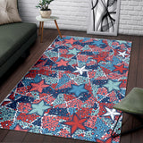 Hand Drawn Colorful Starfish Area Rug