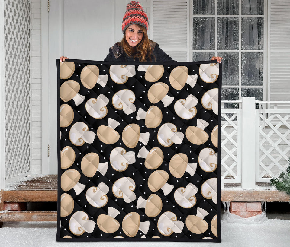 Champignon Mushroom Pattern Premium Quilt