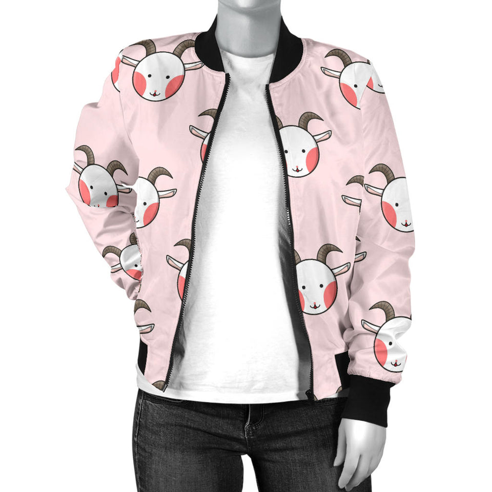 Cute Goat Pattern Women'S Bomber Jacket