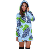 Watercolor Grape Pattern Women'S Hoodie Dress