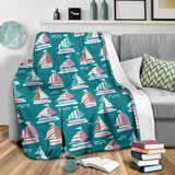 Cute Sailboat Pattern Premium Blanket
