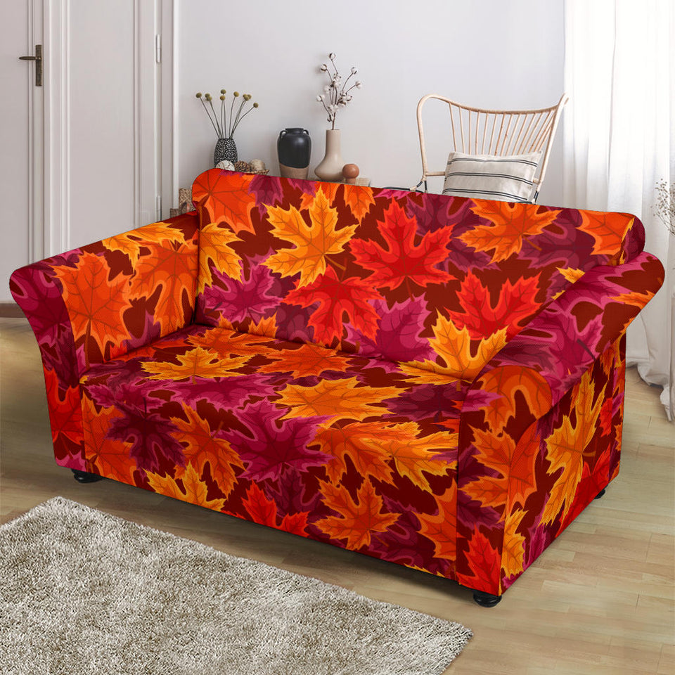 Autumn Maple Leaf Pattern Loveseat Couch Slipcover