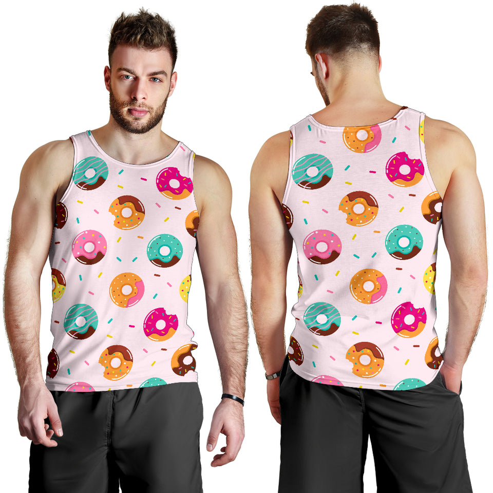 Donut pattern glaze pink background Men Tank Top