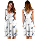 Cute Helicopter Star Pattern Sleeveless Midi Dress