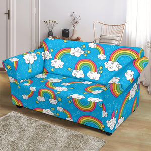 Rainbows Sky Clouds Pattern Loveseat Couch Slipcover