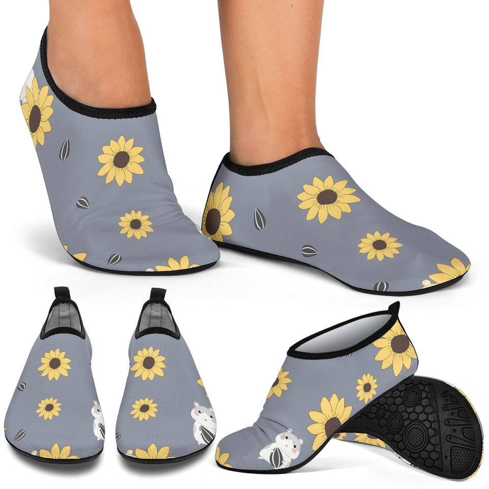 Cute Hamster Sunflower Pattern Background Aqua Shoes