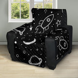Hand drawn space rocket star planet Recliner Cover Protector