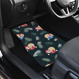 Cute Sloths Sleeping Christmas Ball Santa Hat Pattern Front And Back Car Mats