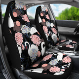 White Swan Blooming Flower Pattern  Universal Fit Car Seat Covers