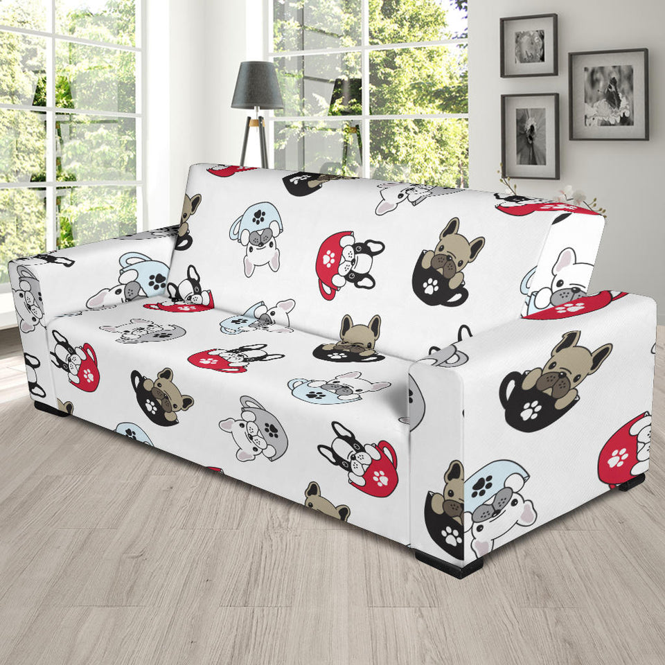 French Bulldog Cup Paw Pattern Sofa Slipcover