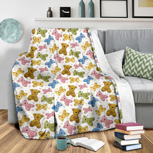 Teddy Bear Pattern Print Design 01 Premium Blanket