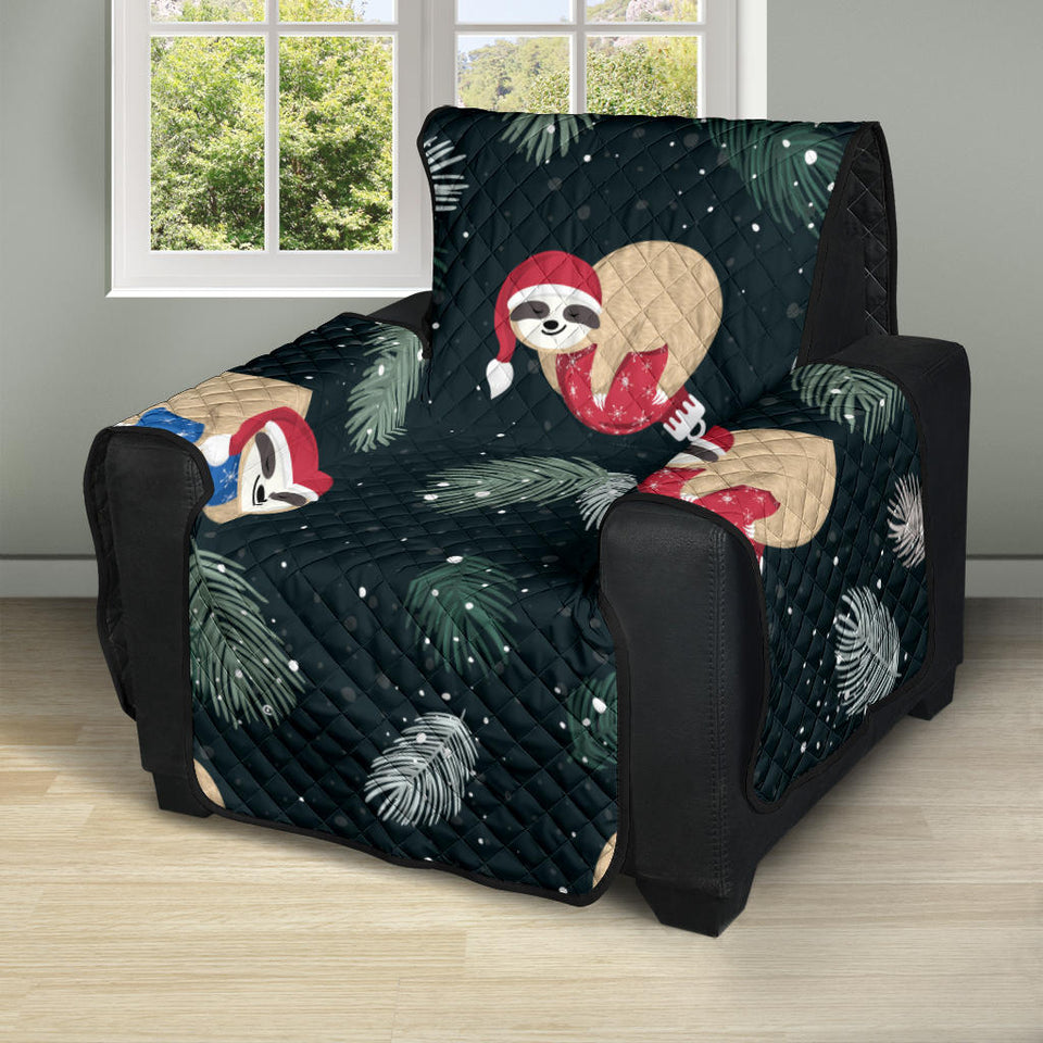 Cute sloths sleeping christmas ball santa hat pattern Recliner Cover Protector