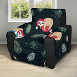 Cute sloths sleeping christmas ball santa hat pattern Recliner Cover Protector