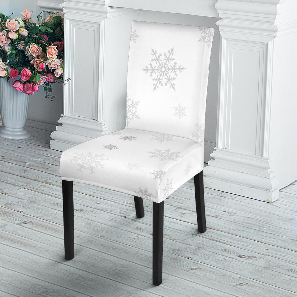 Snowflake Pattern White Background Dining Chair Slipcover