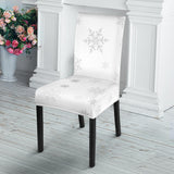Snowflake Pattern White Background Dining Chair Slipcover