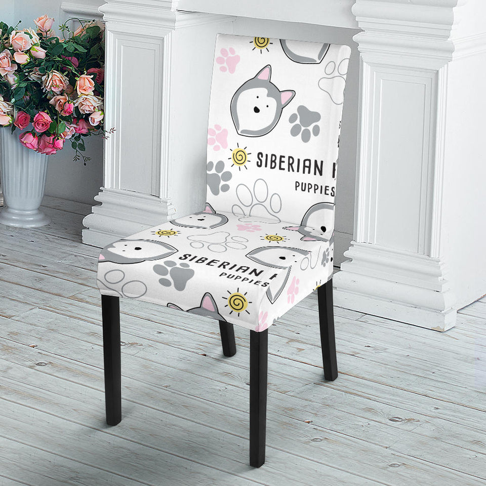 Siberian Husky Design Pattern Dining Chair Slipcover