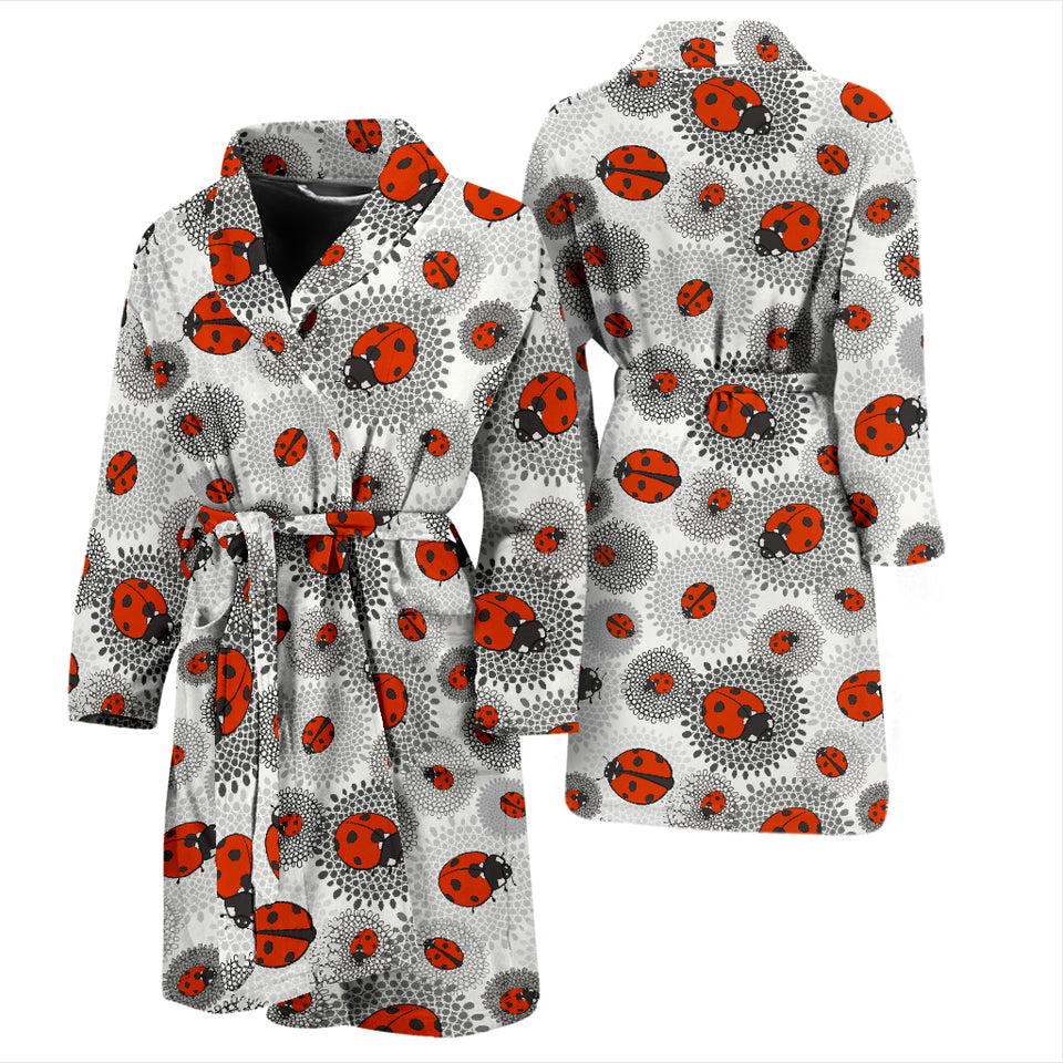 Ladybug Pattern Print Design 05 Men's Bathrobe