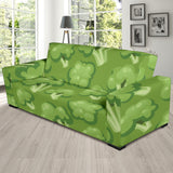 Broccoli Pattern Green Background Sofa Slipcover