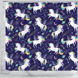 Hand Drawn Cute Unicorn Star Planet Shower Curtain Fulfilled In US