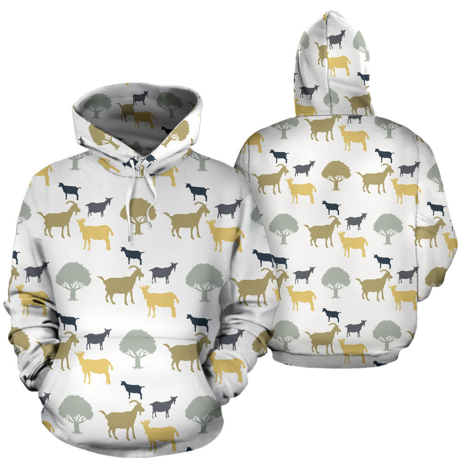 Silhouettes Of Goat And Tree Pattern Men Women Pullover Hoodie