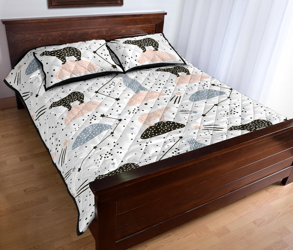 Polar bears star poka dot pattern Quilt Bed Set