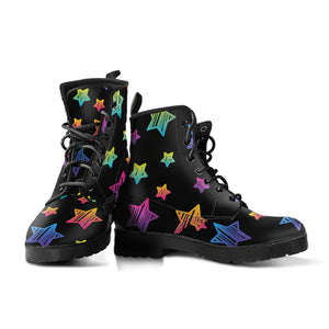 Colorful Star Pattern Leather Boots