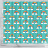 Rainbow Pattern Green Background Shower Curtain Fulfilled In US