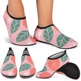 Grapefruit Leaves Flower Pink Background Aqua Shoes