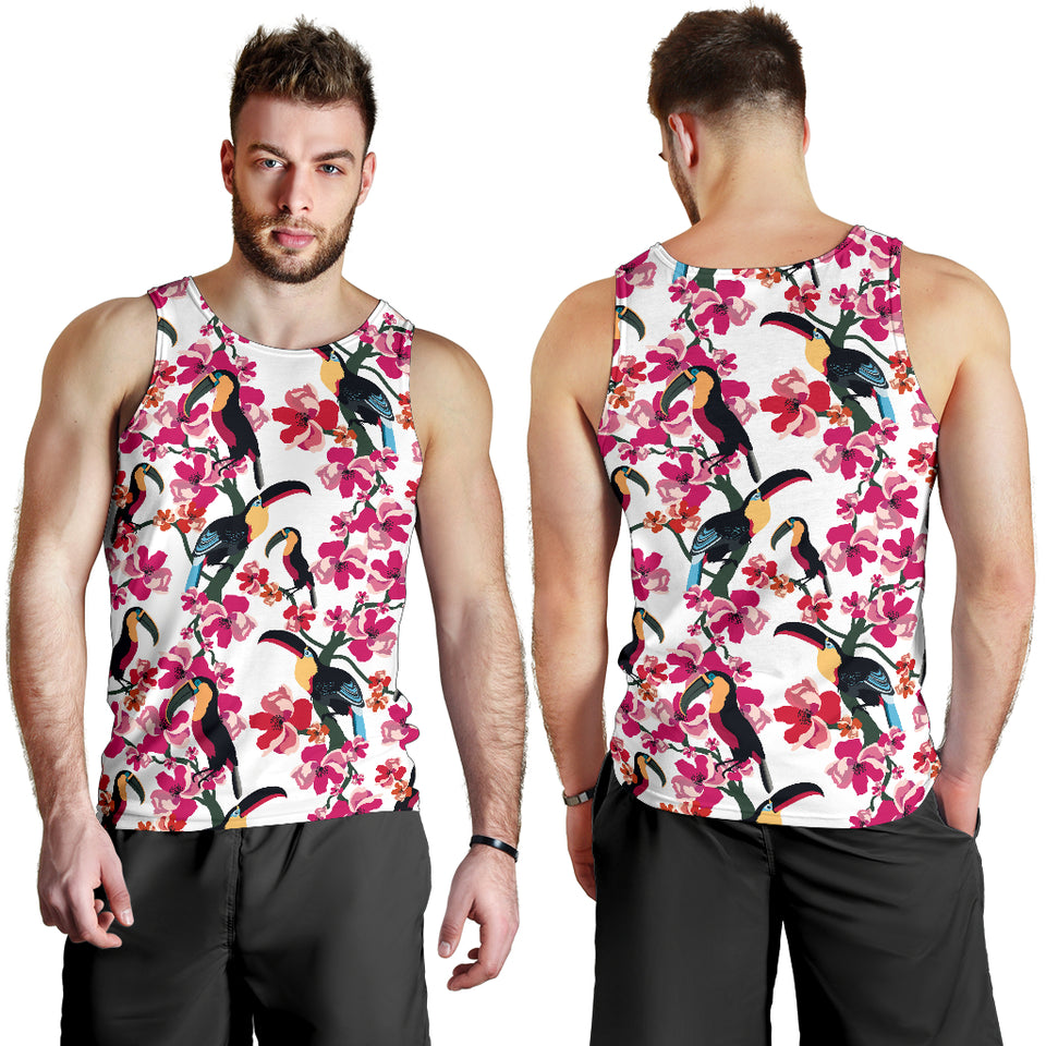 Toucan flower design pattern Men Tank Top