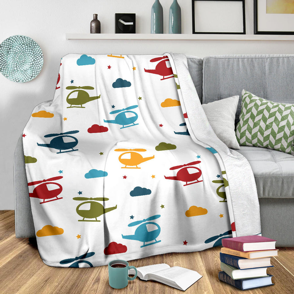 Colorful Helicopter Pattern Premium Blanket