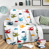 Colorful Helicopter Pattern Premium Blanket